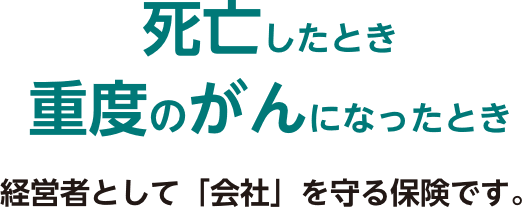 死亡したとき重度のがんになったとき経営者として「会社」を守る保険です。